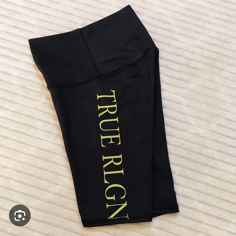 True religion bike shorts black neon green size XS